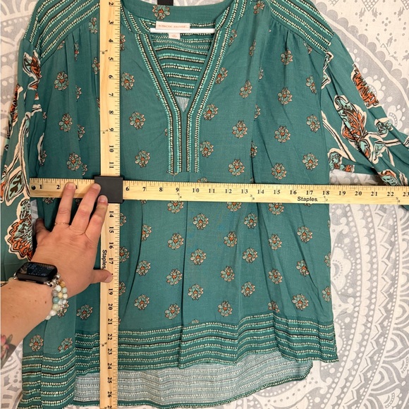 Knox Rose Teal Floral Blouse - Picture 5 of 5